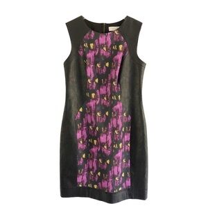 Teri Jon Sportswear Faux Leather Sheath Dress Black Purple Size 10
